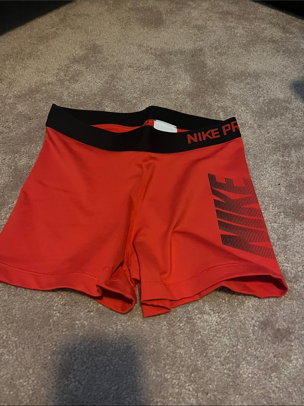 Nike Pro Women's Red Training Shorts with Black Waistband